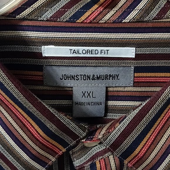 Johnston and Murphy Tailored Fit striped long sleeve button down SIZE XXL - Picture 2 of 4